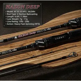 Hazon Deep Fishing Rod 1.98m Baitcasting/Spinning Rod Mh (10-20lb) Bait...