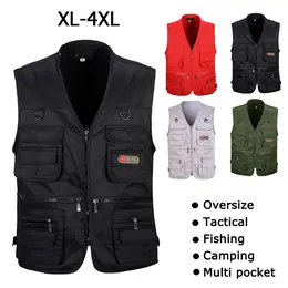 vest men's multi-pocket casual Waistcoats เสื้อกั๊กแคมป์ปิ้ง...