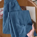 Rusticease กางเกงขายาวอย่างไม่เป็นทางการสีพื้น สบายๆ สำหรับฤดูร้อน ลุคชิลๆ ที่สาวๆ ต้องมี