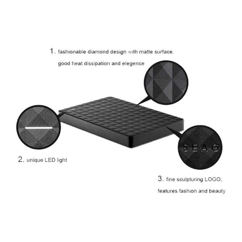 Seagate Expansion HDD ใกล้ชิดเผย USB 3.0 และ LED สถานะ