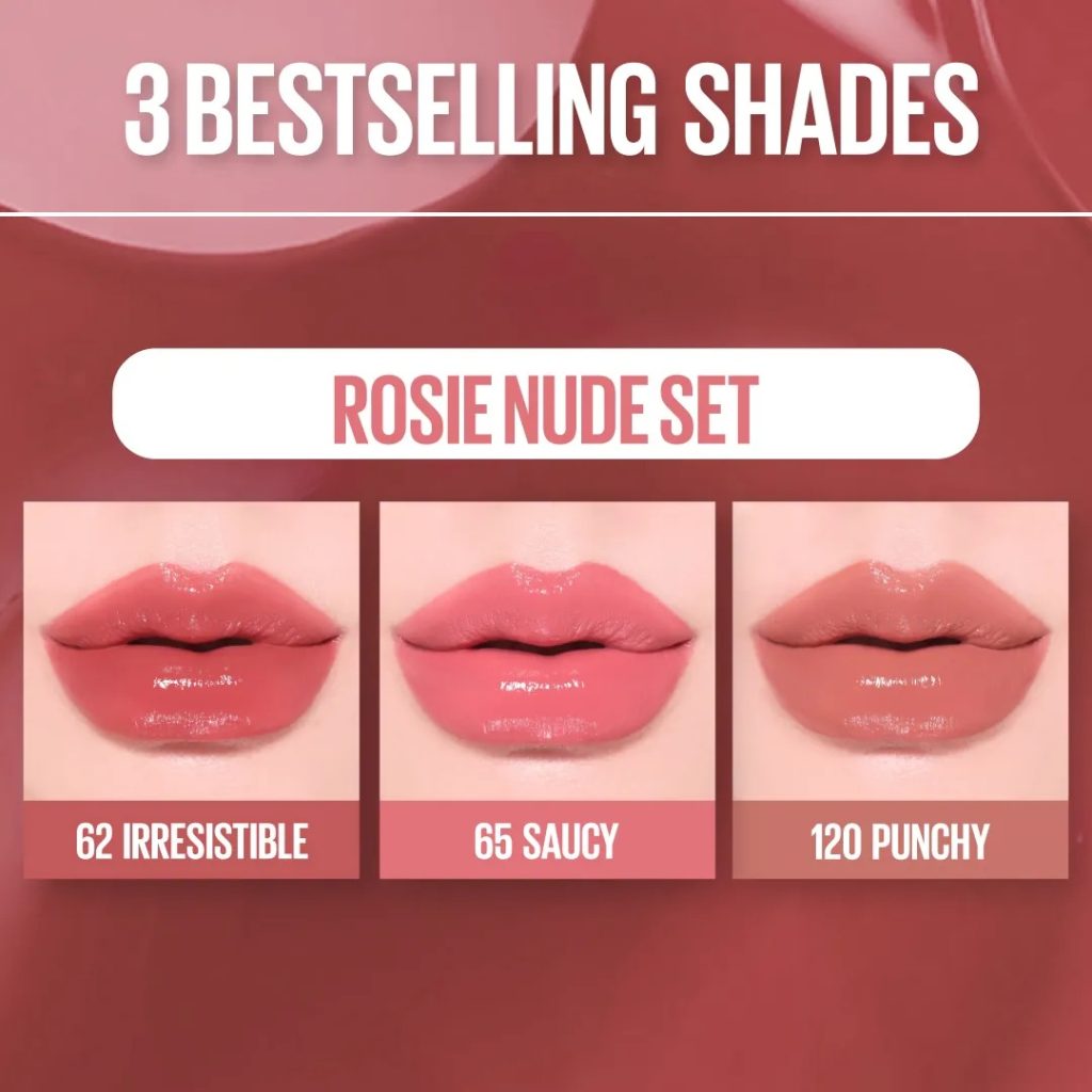 ลิปสติก Maybelline เฉด #225 ฟรี โคลด์เบอร์รี่ ใกล้ชิดเผยรายละเอียดหัวแปรงและเนื้อชิมเมอร์