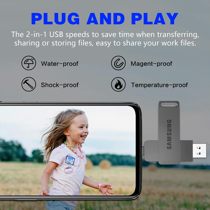 แฟลชไดรฟ์ Samsung 2TB 2-in-1 Type-C USB 3.0 เสียบ iPhone